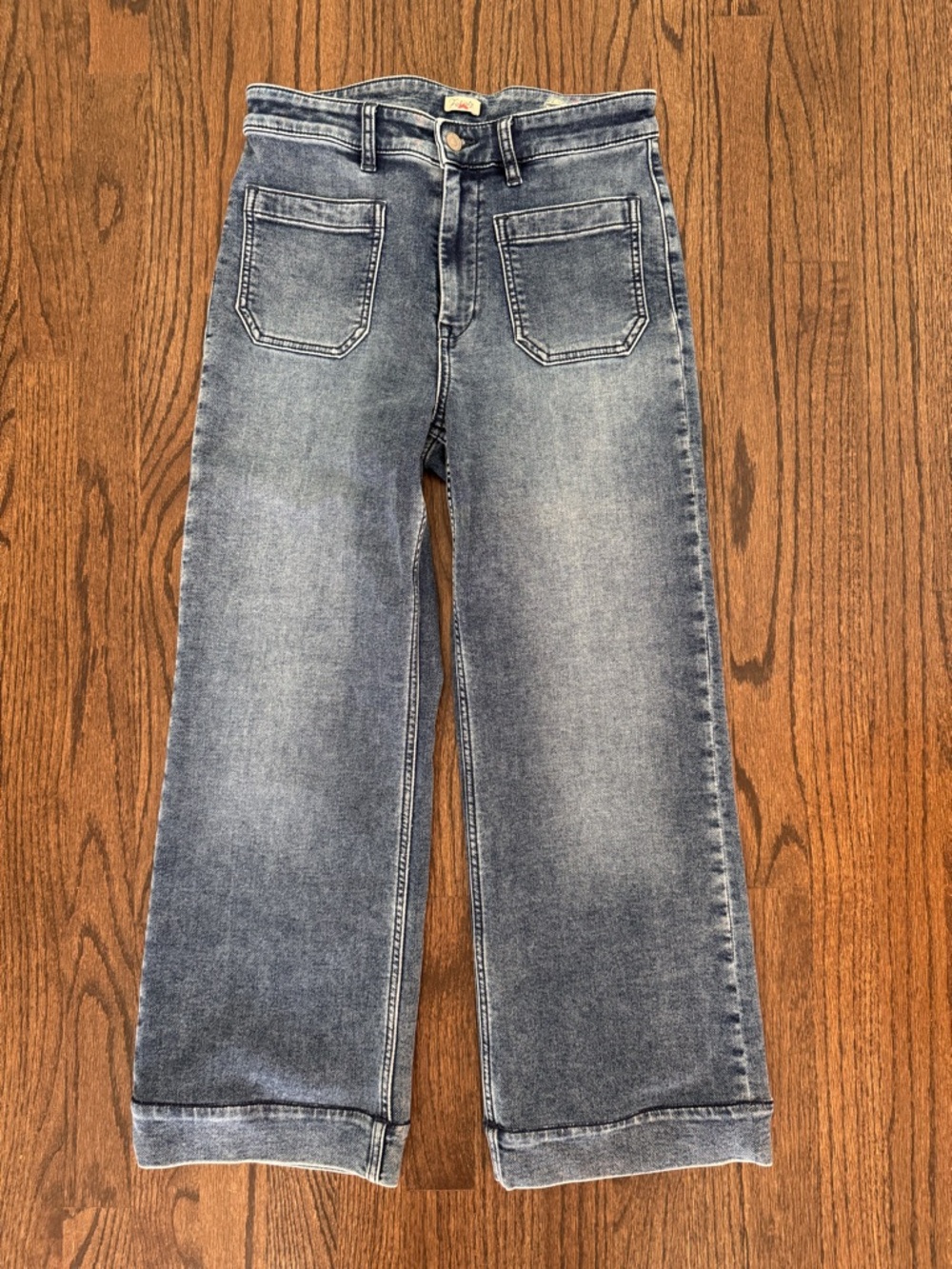 Faherty Light Wash Cropped Wide-Leg Jeans